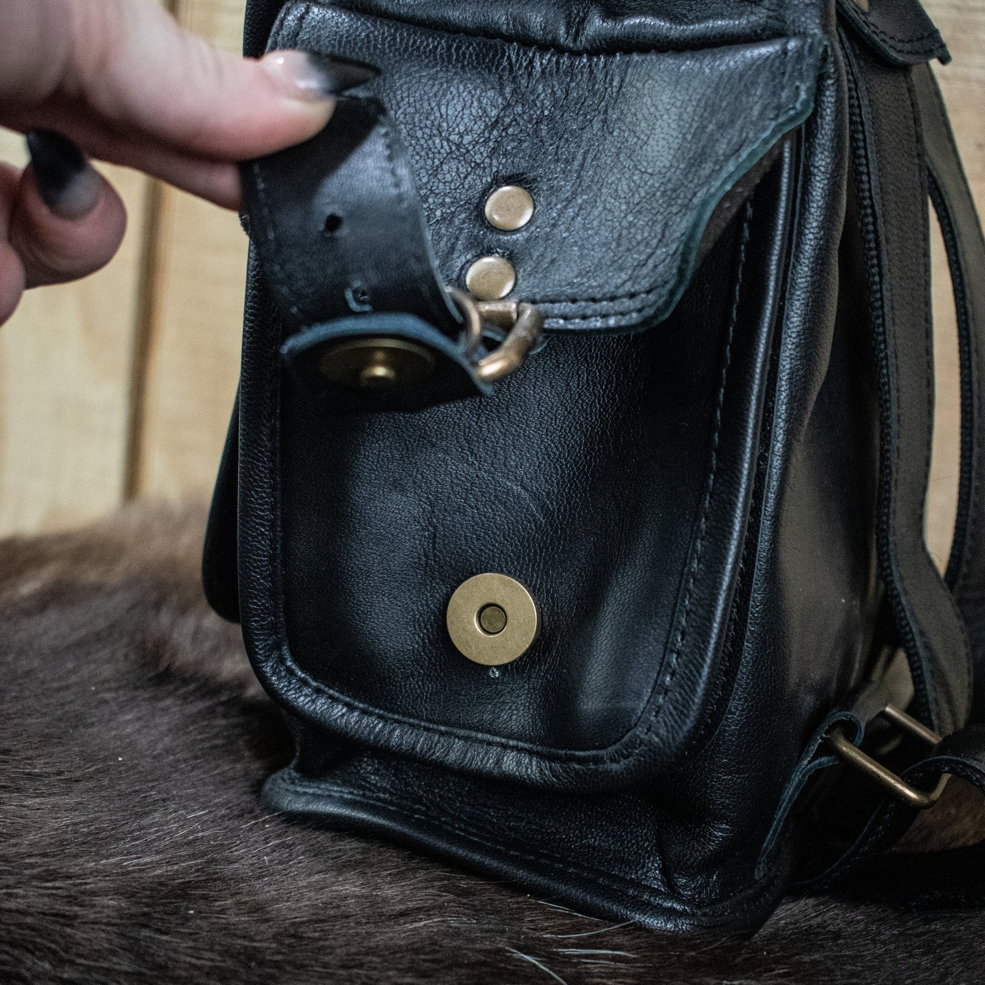 "The Cottage" Leather Mini Backpack - Black Misty Mountain Gaming