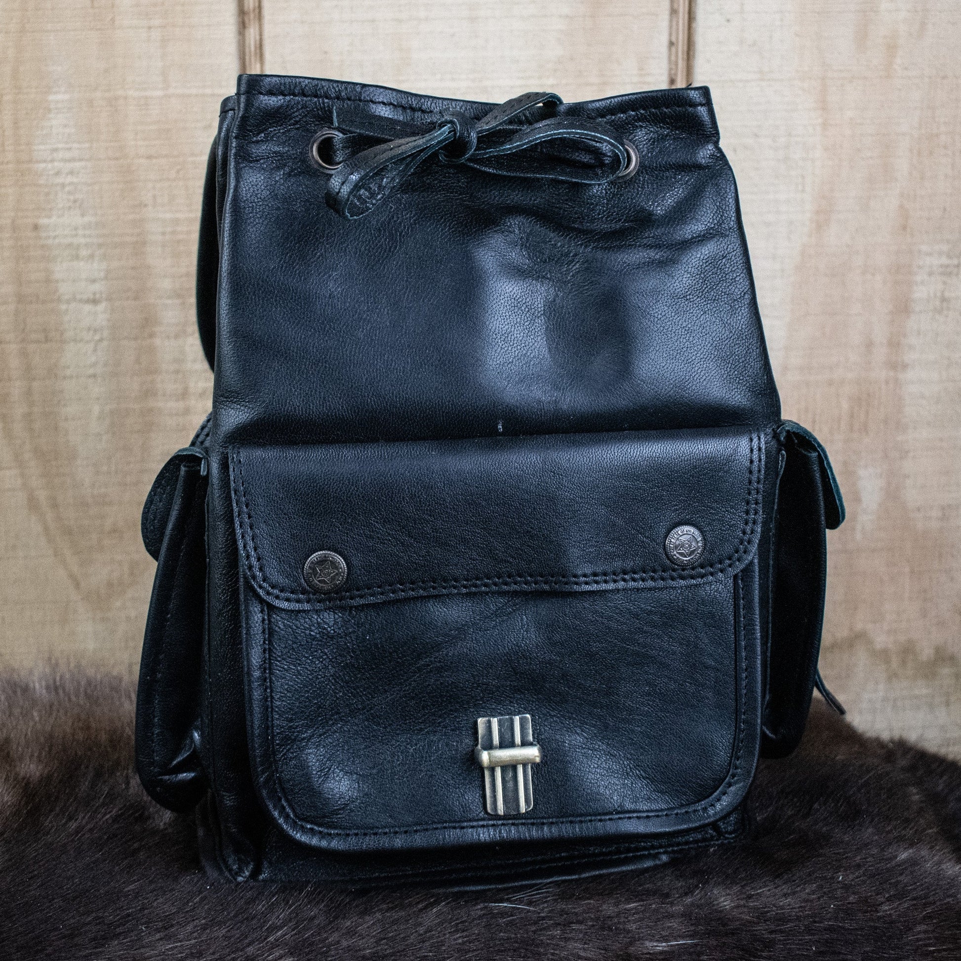 "The Cottage" Leather Mini Backpack - Black Misty Mountain Gaming