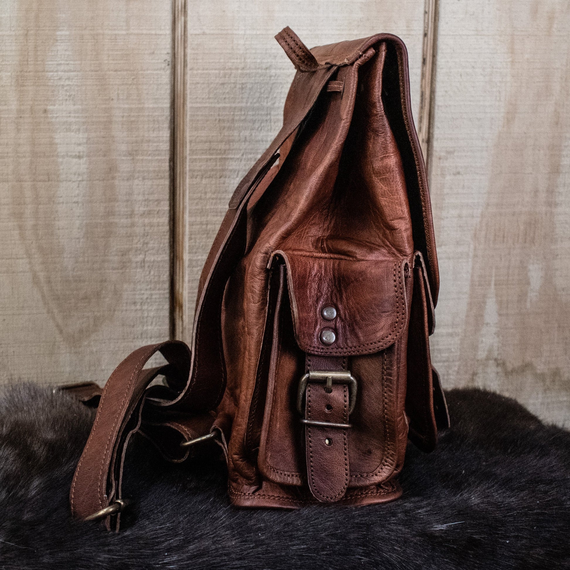 "The Cottage" Leather Mini Backpack - Brown Misty Mountain Gaming