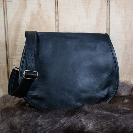 "The Seeker" Leather Satchel - Medium (Black) Misty Mountain Gaming