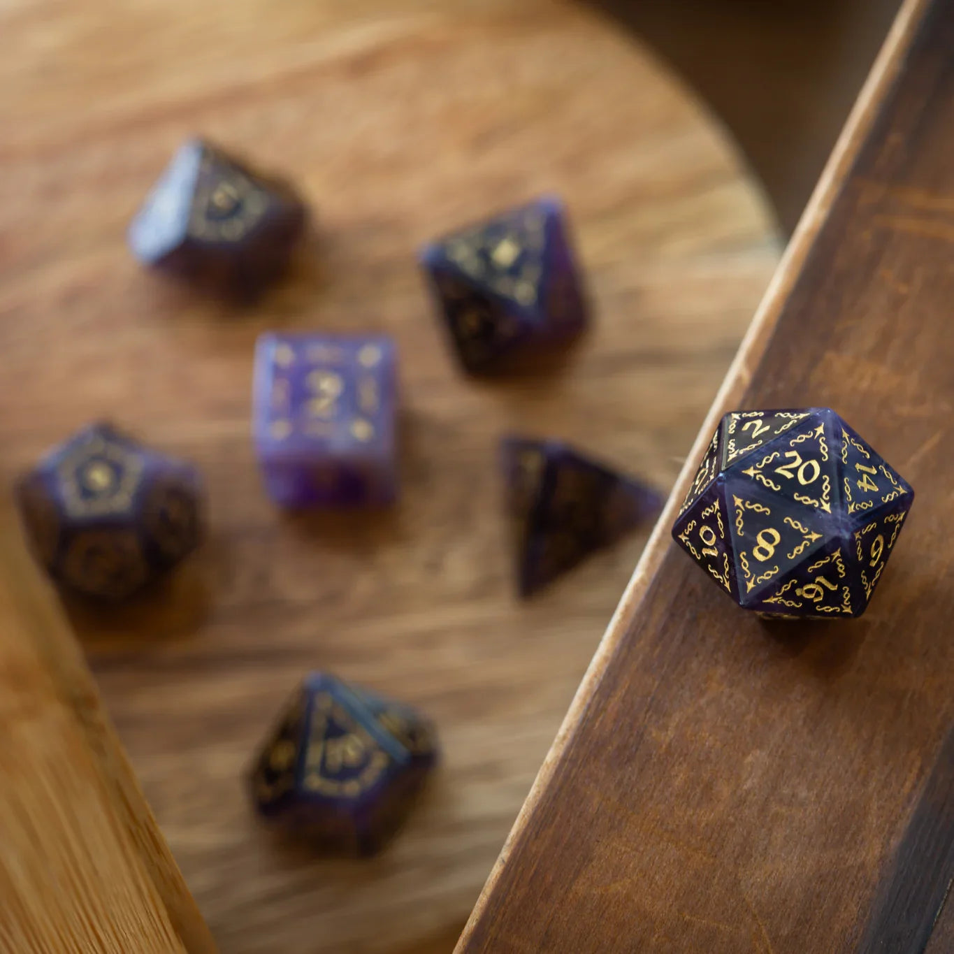 Vine Spike Gemstone Purple Amethyst DND Dice Set Runic Dice