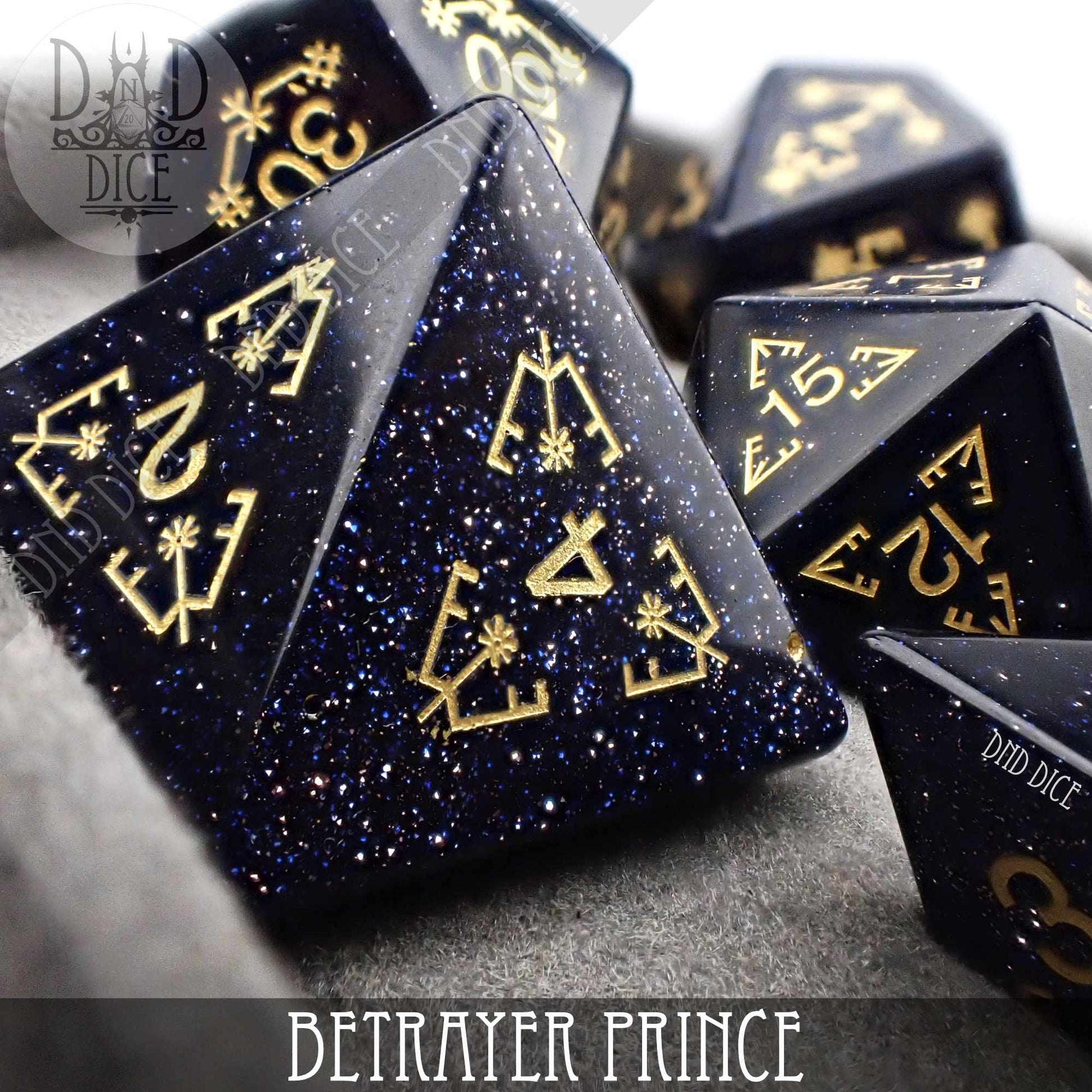 Betrayer Prince Goldstone Dice Set DNDDICE.COM