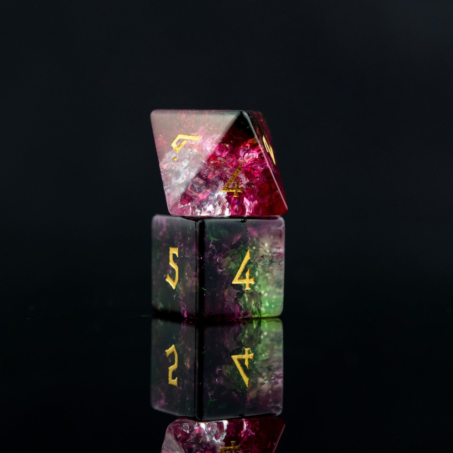 Watermelon Shattered Glass Dice Set Misty Mountain Gaming