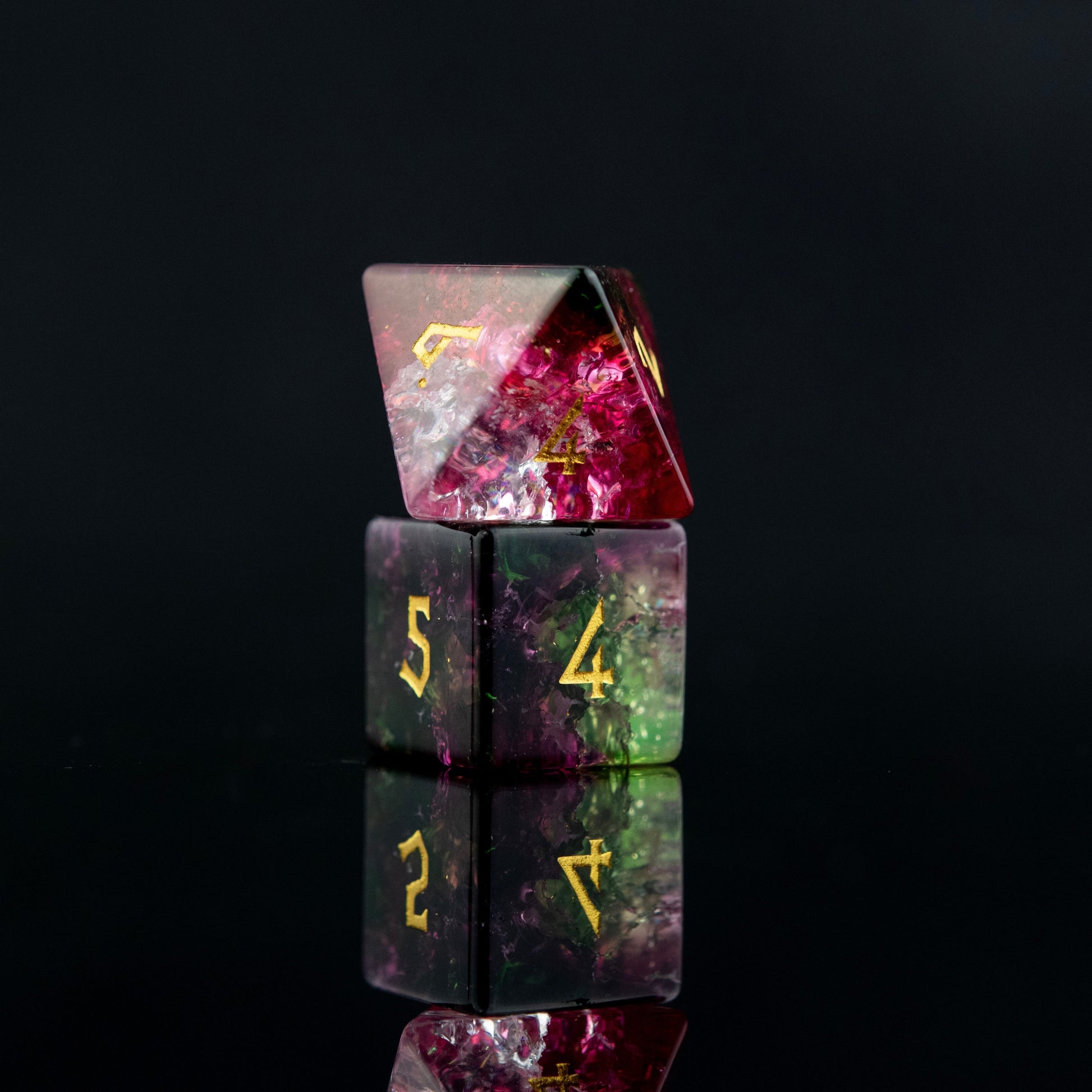 Watermelon Shattered Glass Dice Set Misty Mountain Gaming
