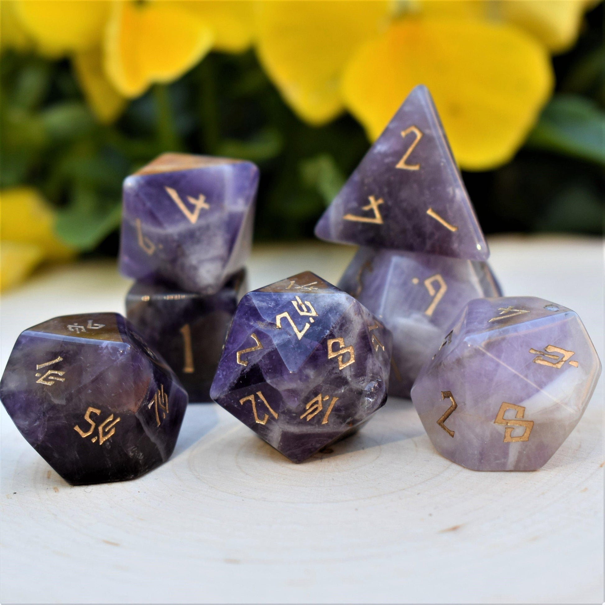 Amethyst Stone Dice Set Misty Mountain Gaming