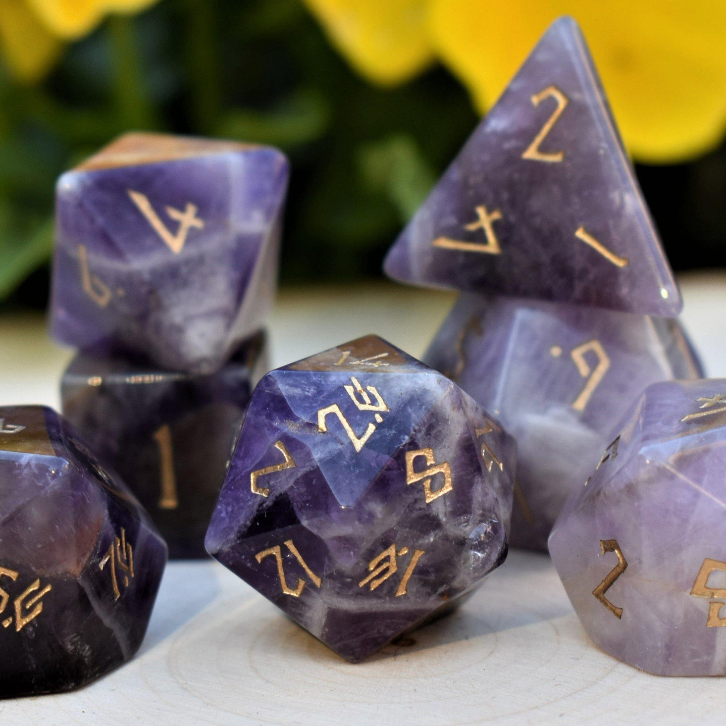 Amethyst Stone Dice Set Misty Mountain Gaming