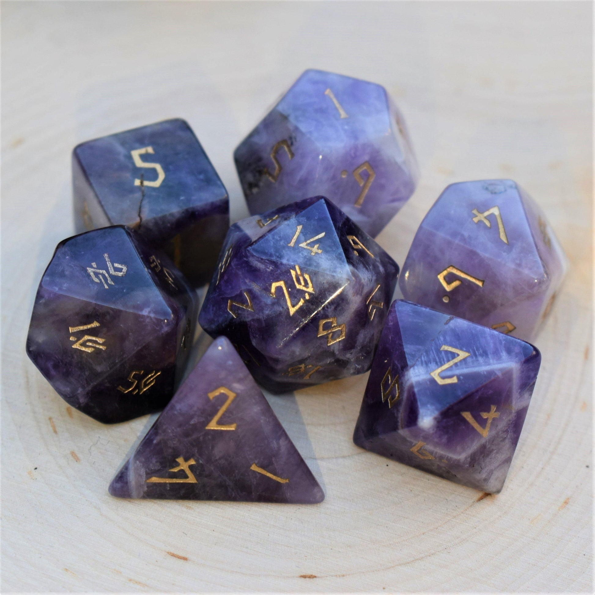 Amethyst Stone Dice Set Misty Mountain Gaming