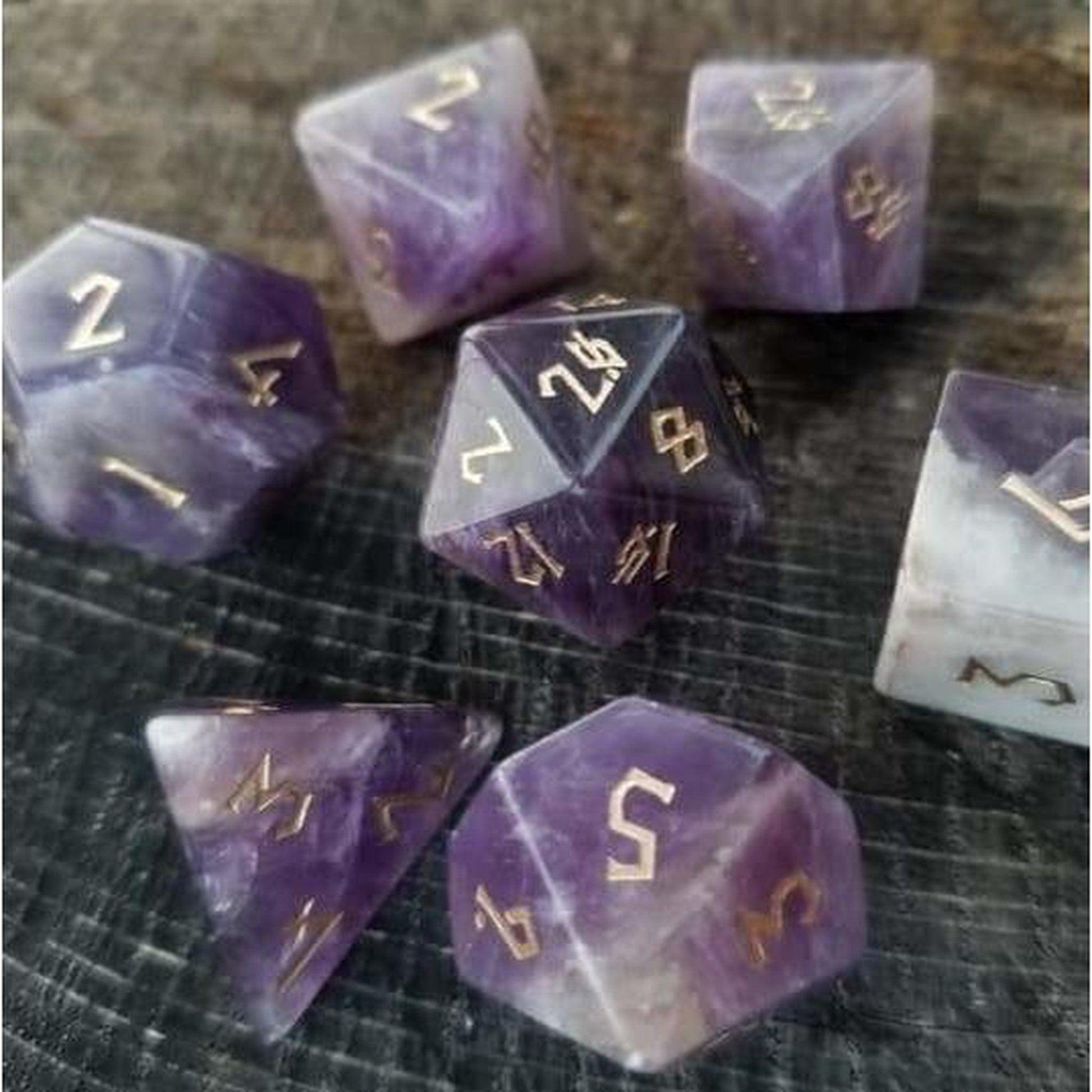Amethyst Stone Dice Set Misty Mountain Gaming