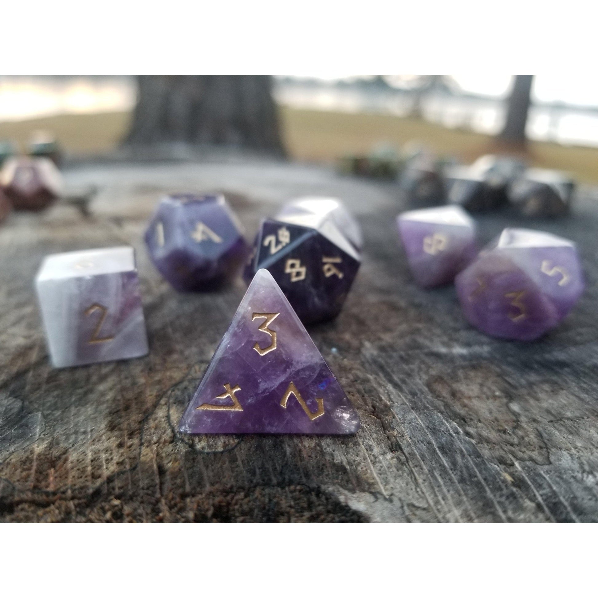 Amethyst Stone Dice Set Misty Mountain Gaming