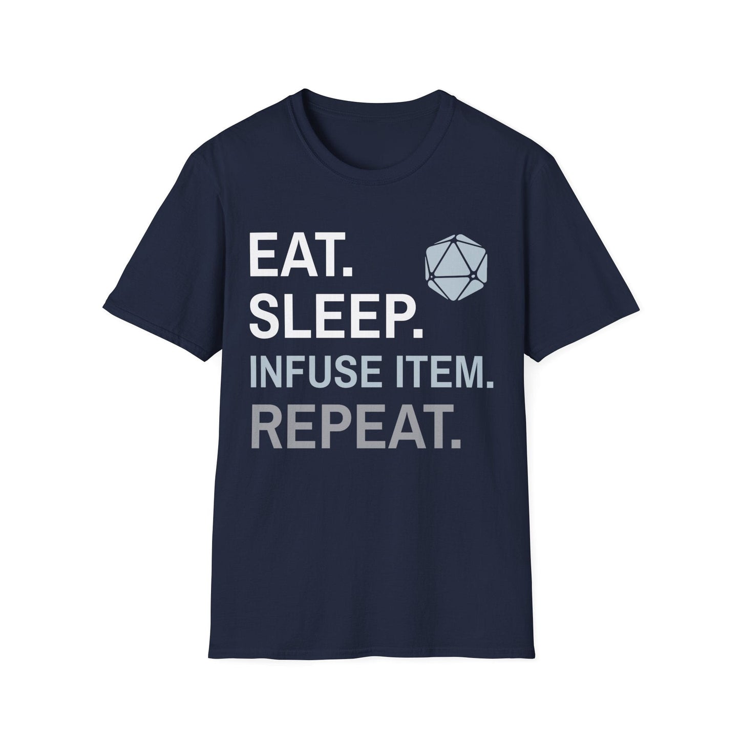 Artificer T-Shirt – 'Eat, Sleep, Infuse Item, Repeat' Sunburst RPG