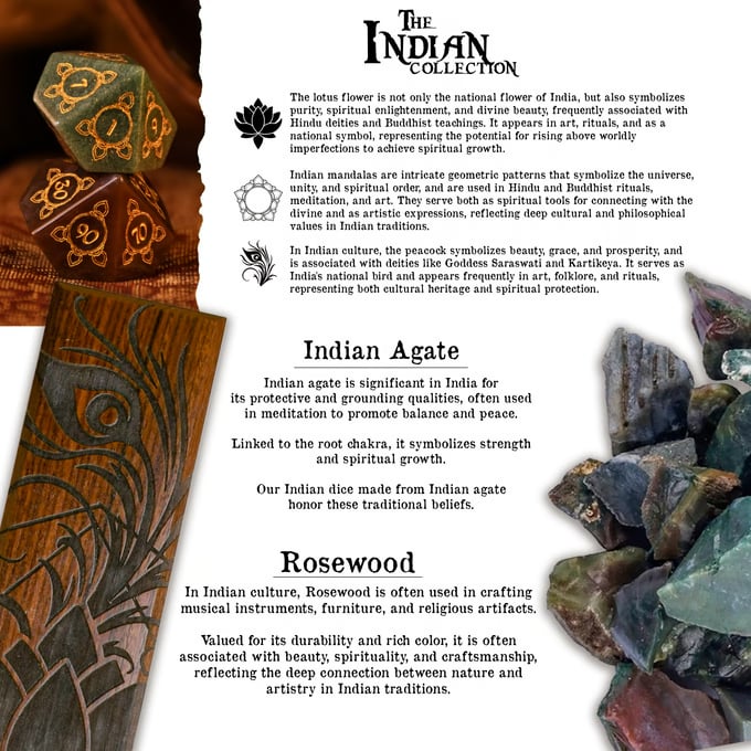 Indian, Indian Agate Stone Dice Set - Dice Around the World Collection Misty Mountain Gaming