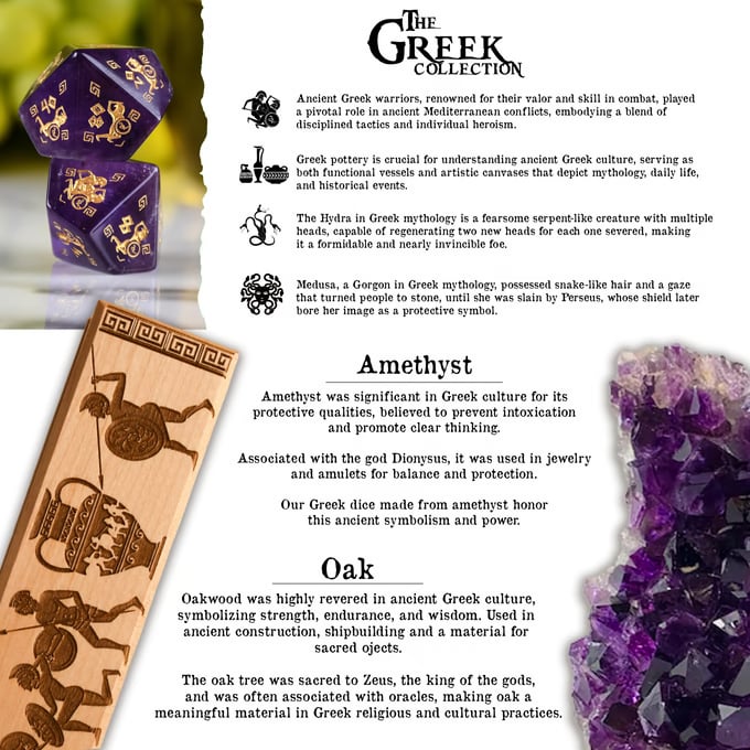 Greek Amethyst Stone Dice Set - Dice Around the World Collection Misty Mountain Gaming
