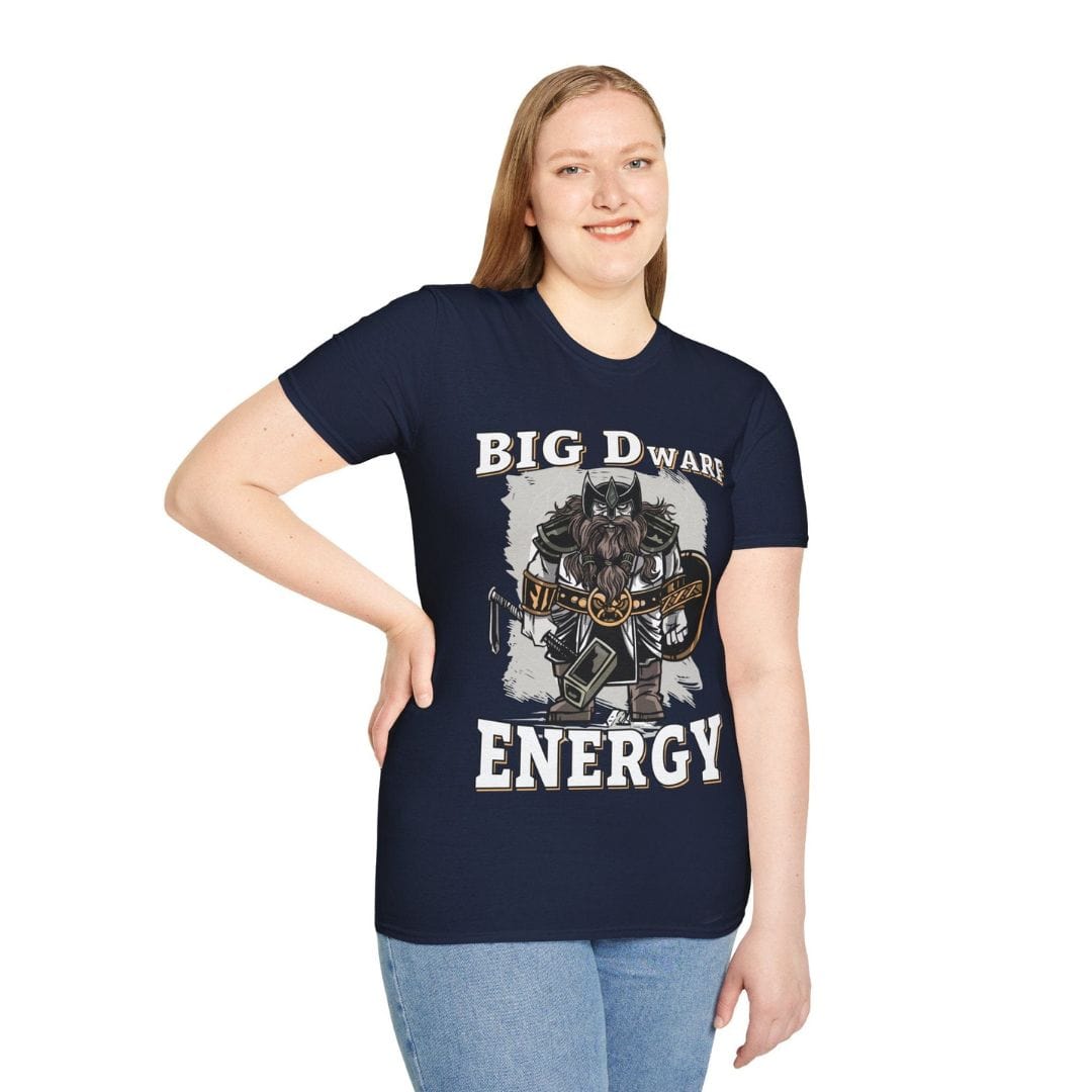 Big D (Dwarf) Energy T-Shirt - Funny Fantasy Dwarf Tee Sunburst RPG