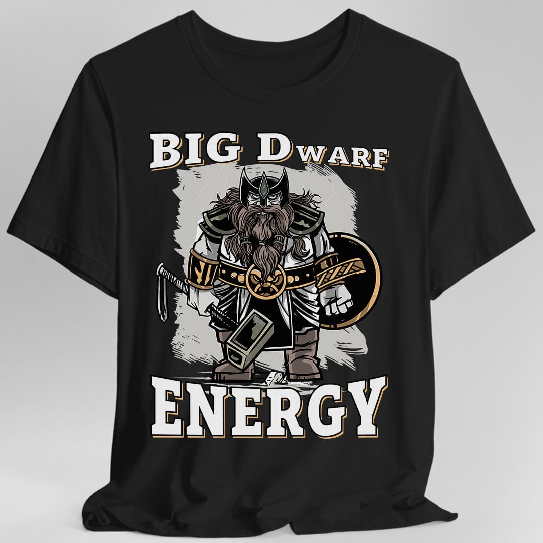 Big D (Dwarf) Energy T-Shirt - Funny Fantasy Dwarf Tee Sunburst RPG