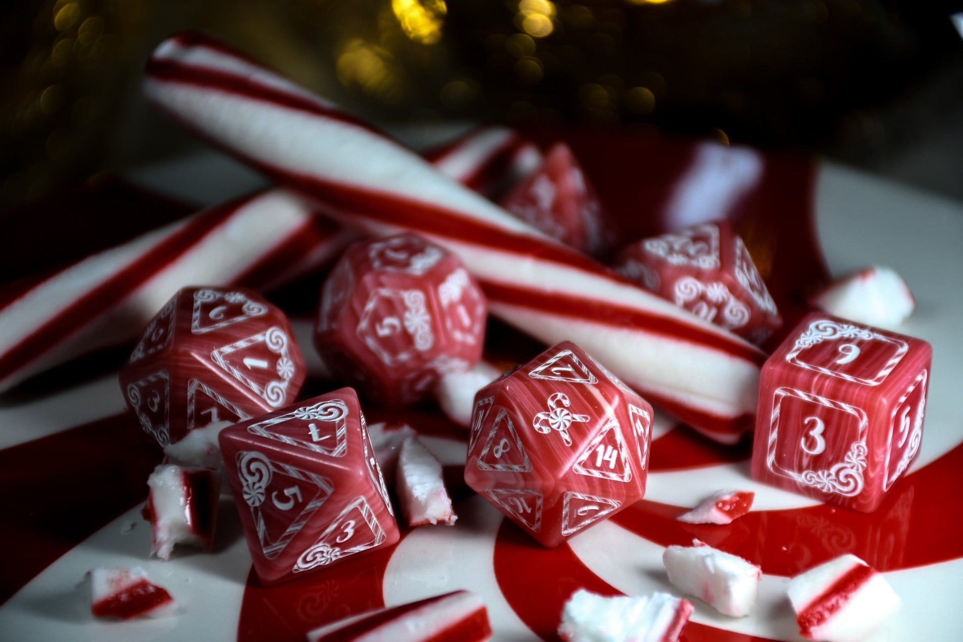 Candy Cane Wonderland - Peppermint Trustone Dice Set Misty Mountain Gaming