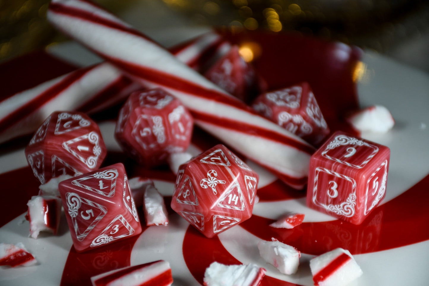 Candy Cane Wonderland - Peppermint Trustone Dice Set Misty Mountain Gaming