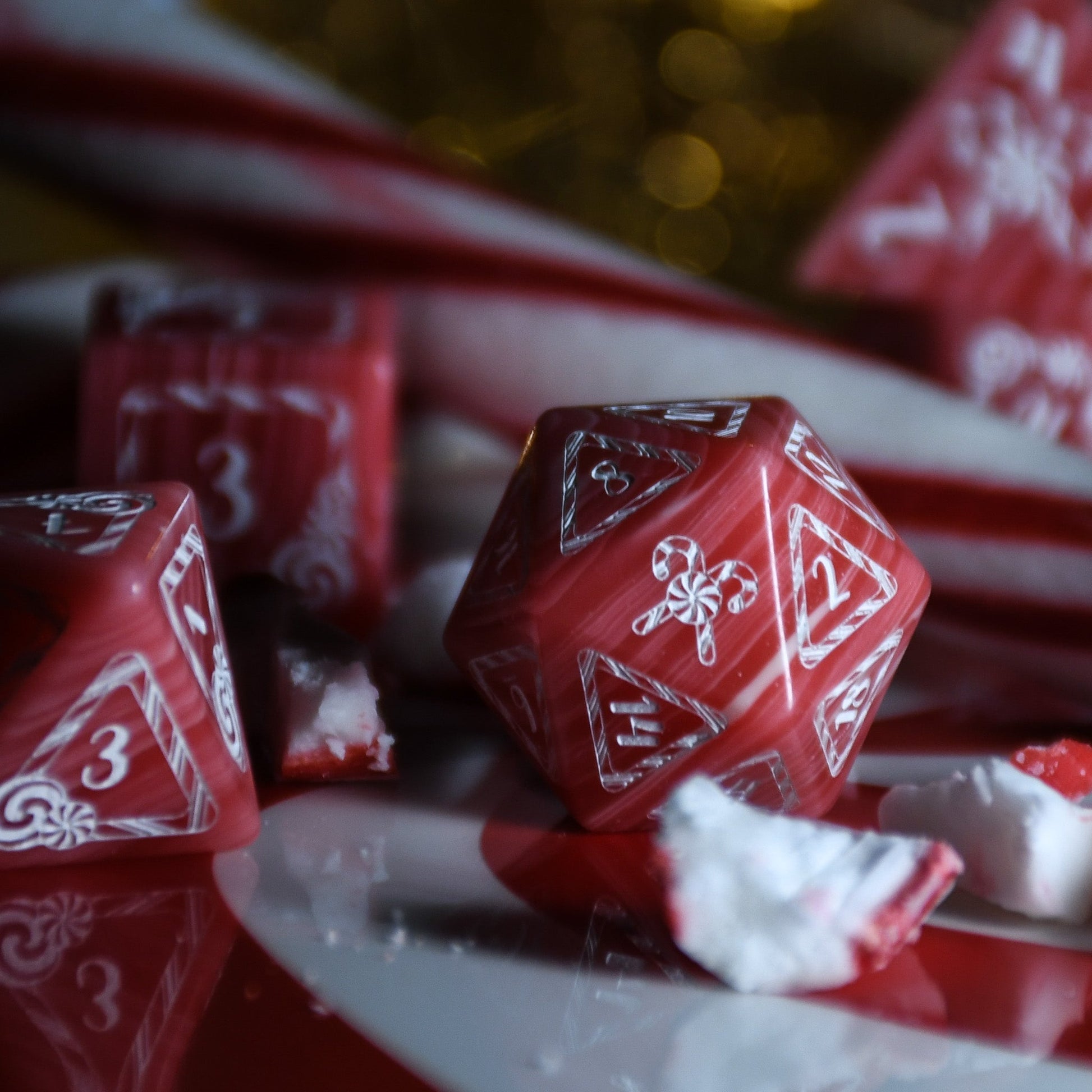 Candy Cane Wonderland - Peppermint Trustone Dice Set Misty Mountain Gaming