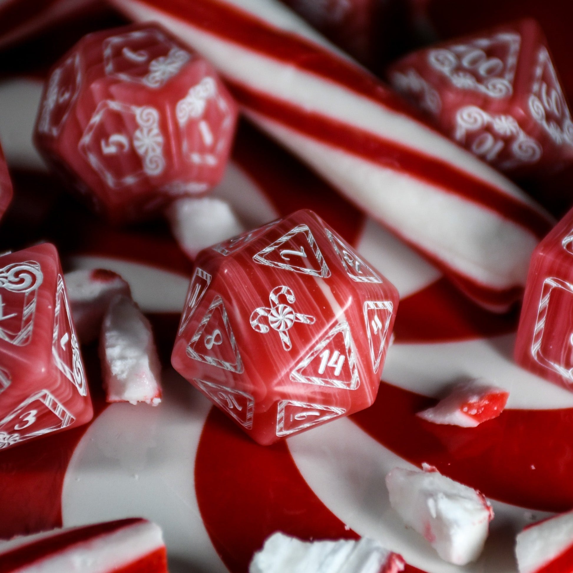 Candy Cane Wonderland - Peppermint Trustone Dice Set Misty Mountain Gaming