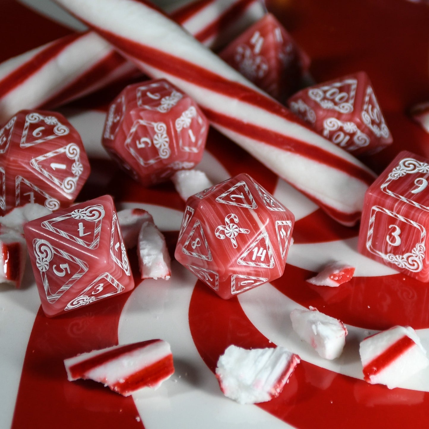 Candy Cane Wonderland - Peppermint Trustone Dice Set Misty Mountain Gaming