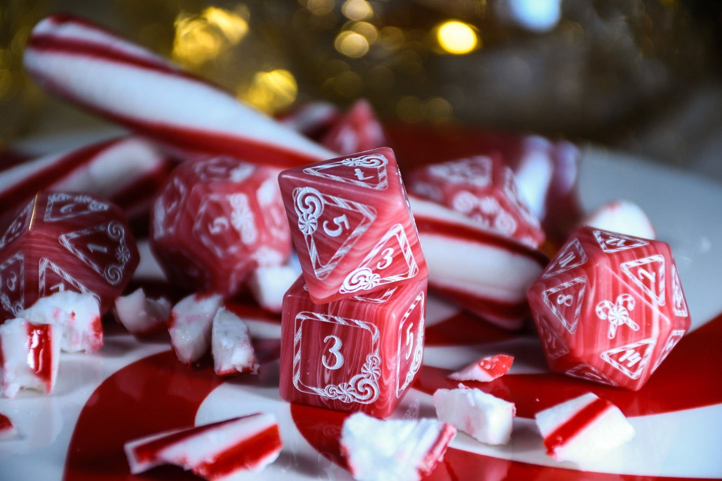 Candy Cane Wonderland - Peppermint Trustone Dice Set Misty Mountain Gaming