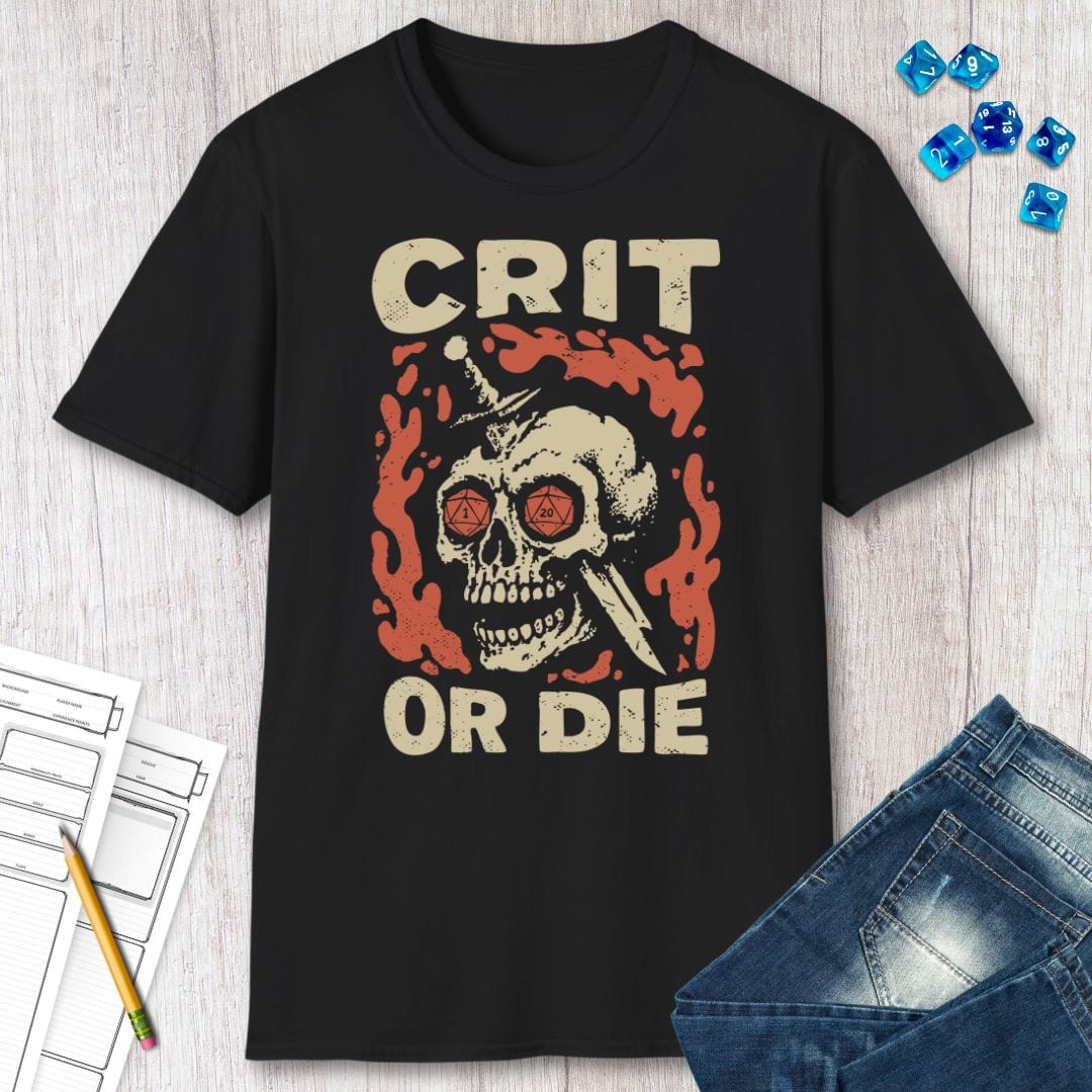 Crit or Die D&D T-shirt Sunburst RPG