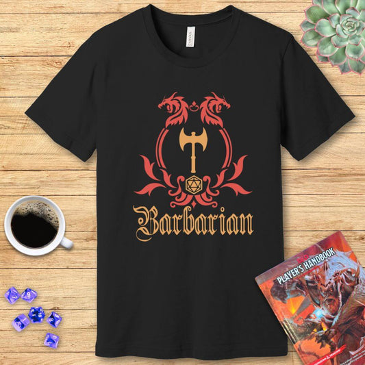 D&D Barbarian Class Emblem T-shirt Sunburst RPG