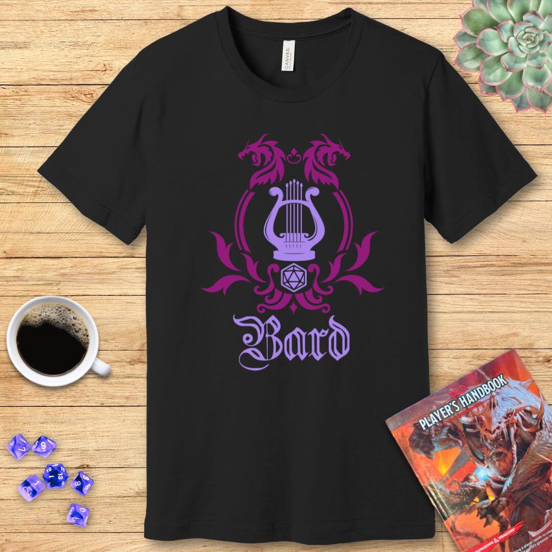D&D Bard Class Emblem T-Shirt Sunburst RPG