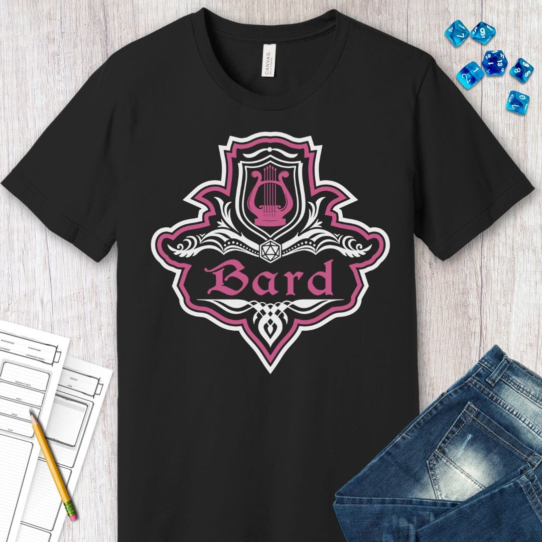 D&D Bard Class Fancy Emblem T-Shirt Sunburst RPG