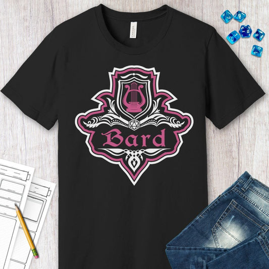 D&D Bard Class Fancy Emblem T-Shirt Sunburst RPG