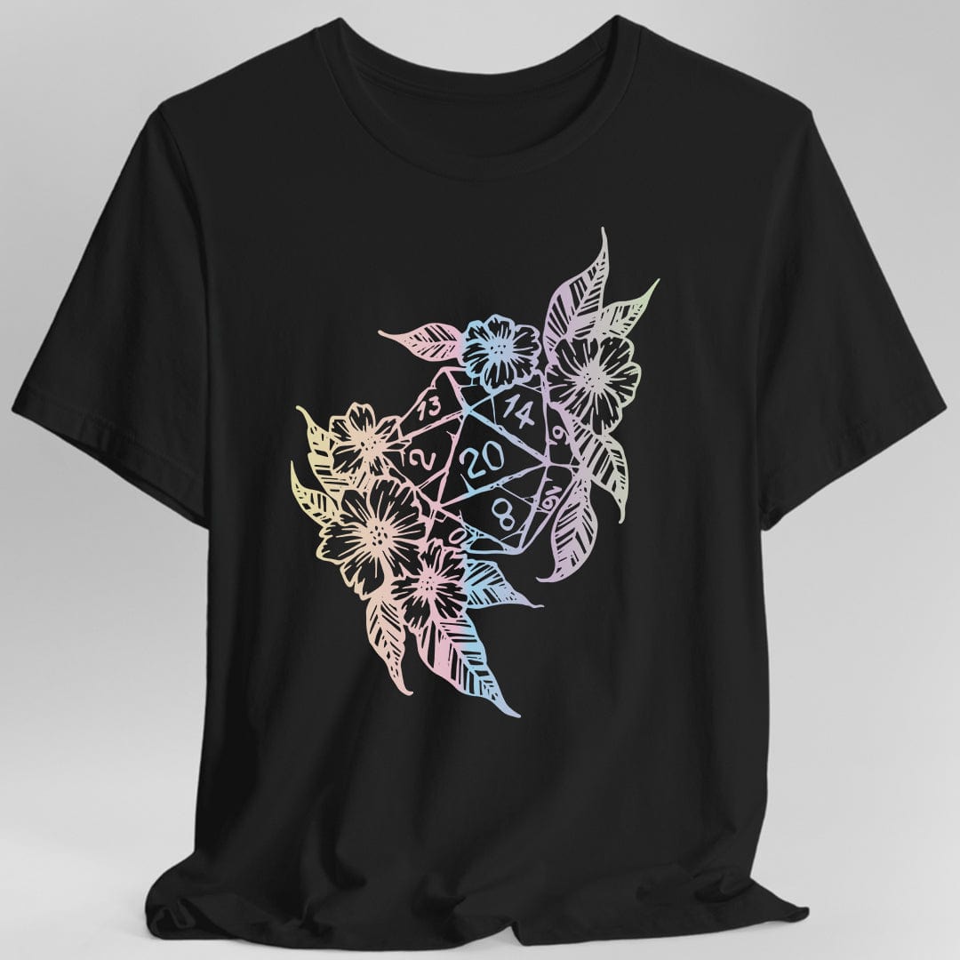 D&D D20 Dice Flower T-Shirt Sunburst RPG