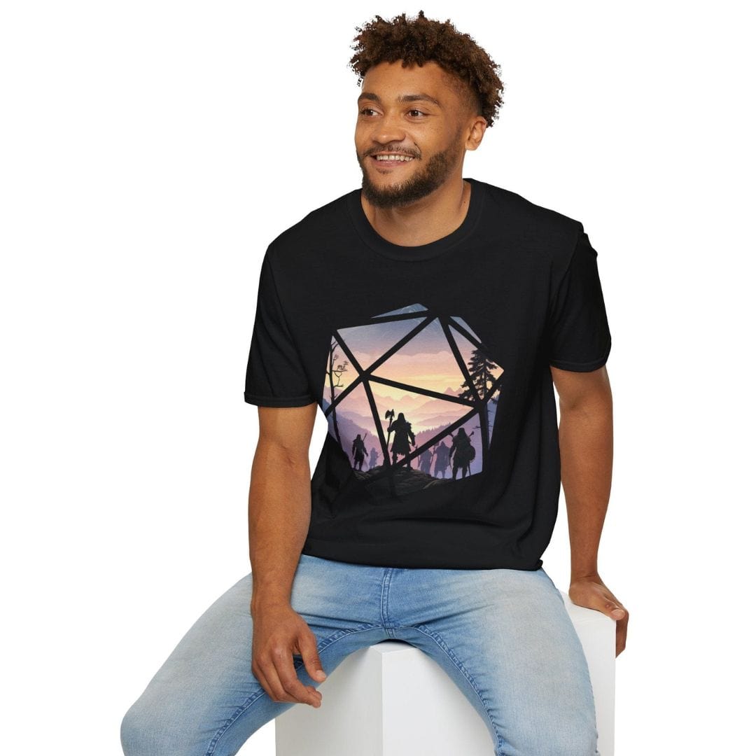 D&D D20 Landscape T-shirt Sunburst RPG