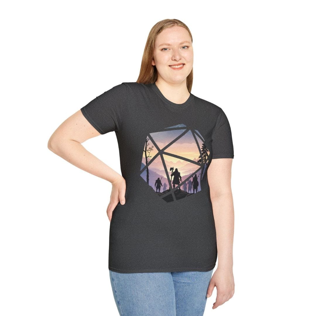 D&D D20 Landscape T-shirt Sunburst RPG