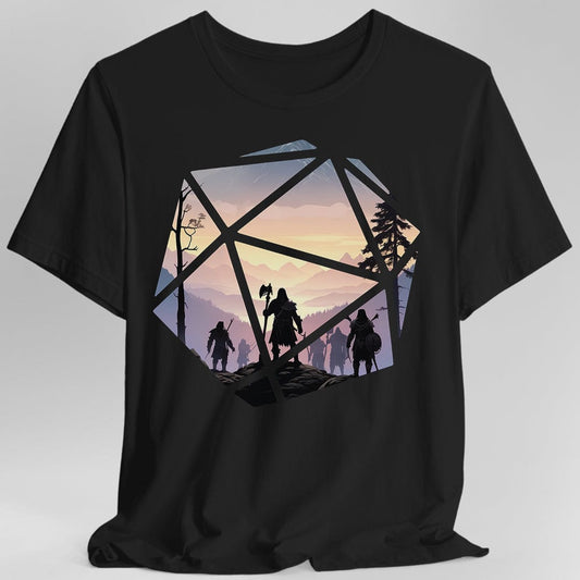 D&D D20 Landscape T-shirt Sunburst RPG