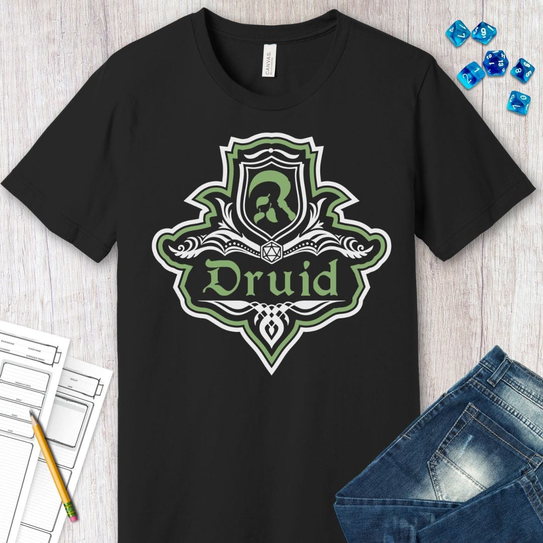 D&D Druid Class Fancy Emblem T-Shirt Sunburst RPG