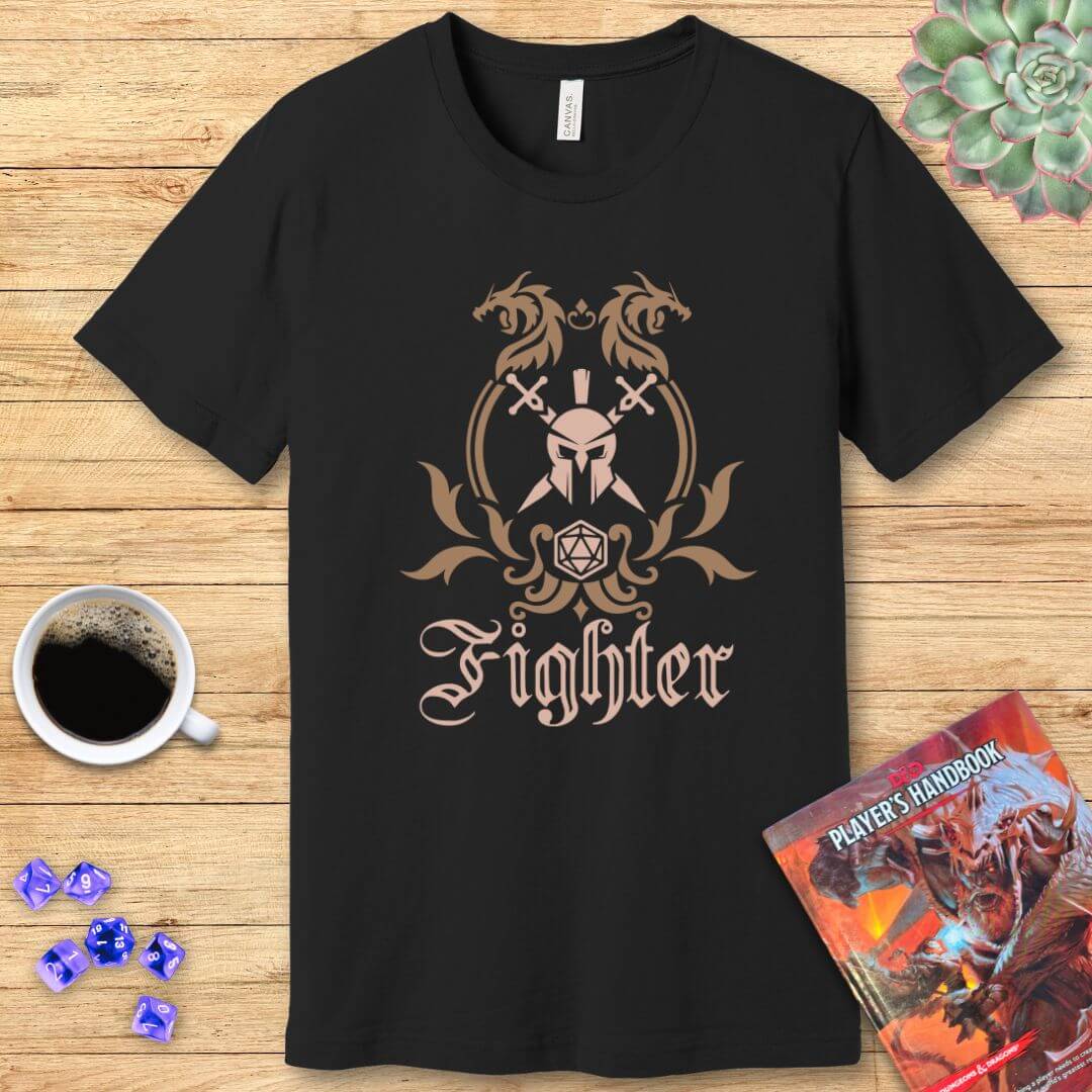 D&D Fighter Class Emblem T-Shirt Sunburst RPG