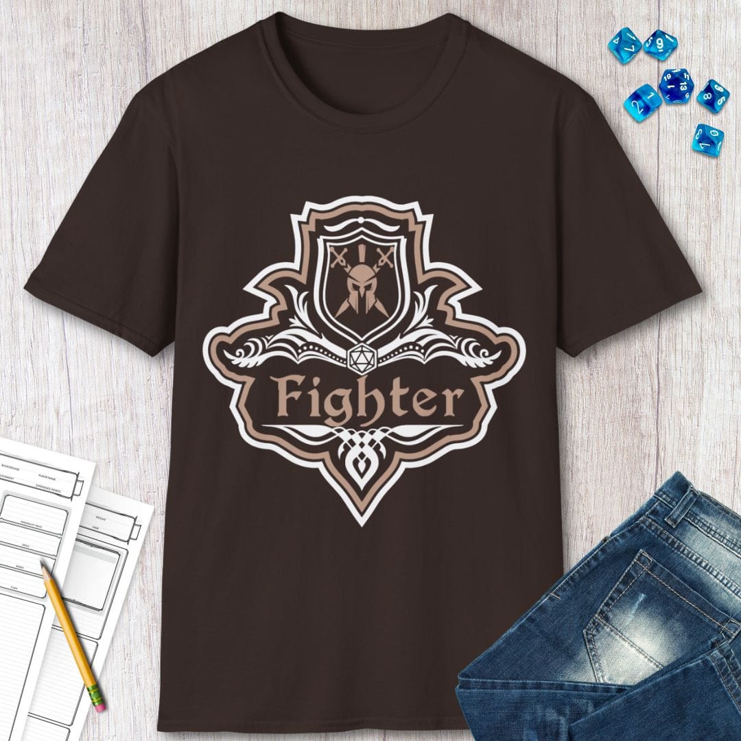 D&D Fighter Class Fancy Emblem T-Shirt Sunburst RPG