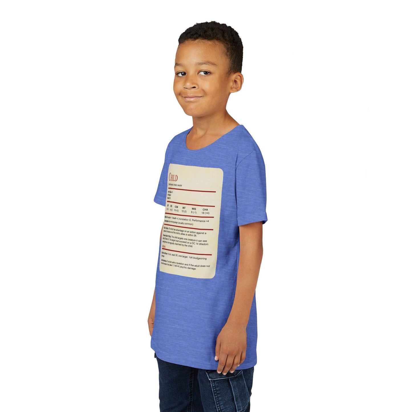 D&D Kids Shirt Child Stat Block Sunburst RPG