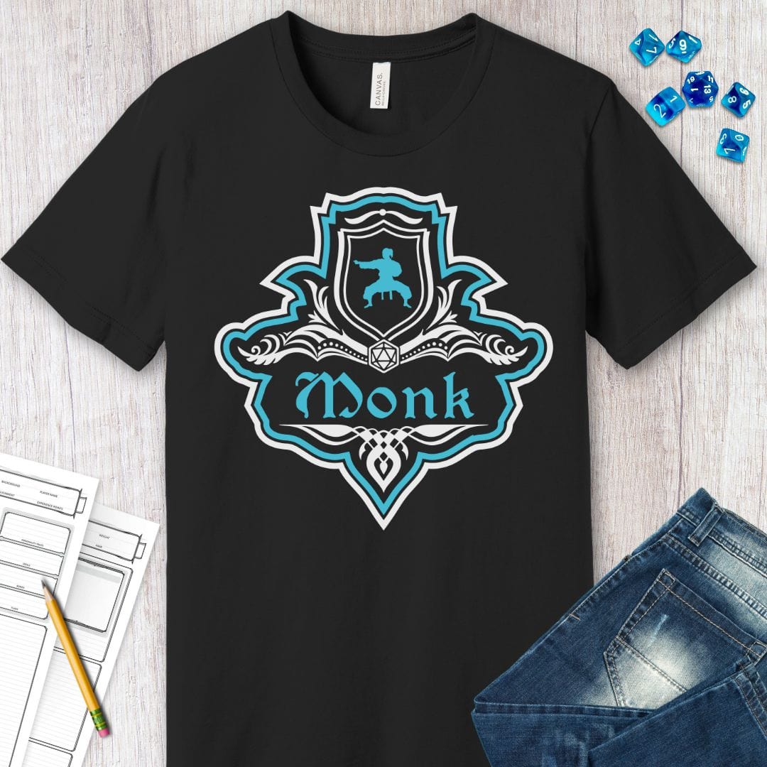 D&D Monk Fancy Emblem T-Shirt Sunburst RPG