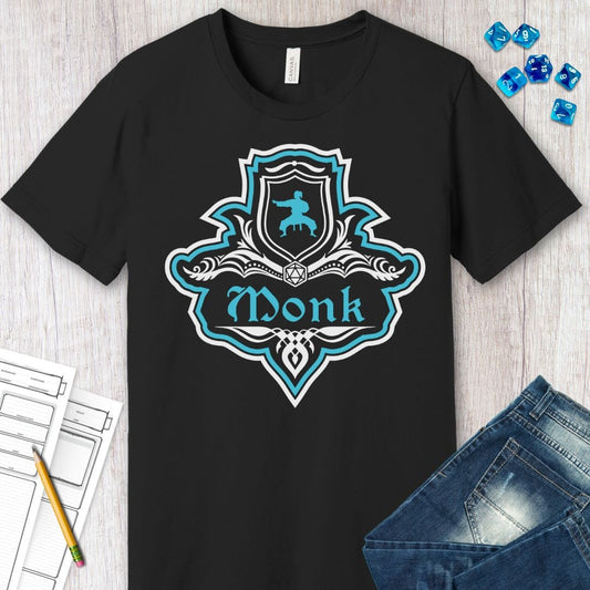 D&D Monk Fancy Emblem T-Shirt Sunburst RPG