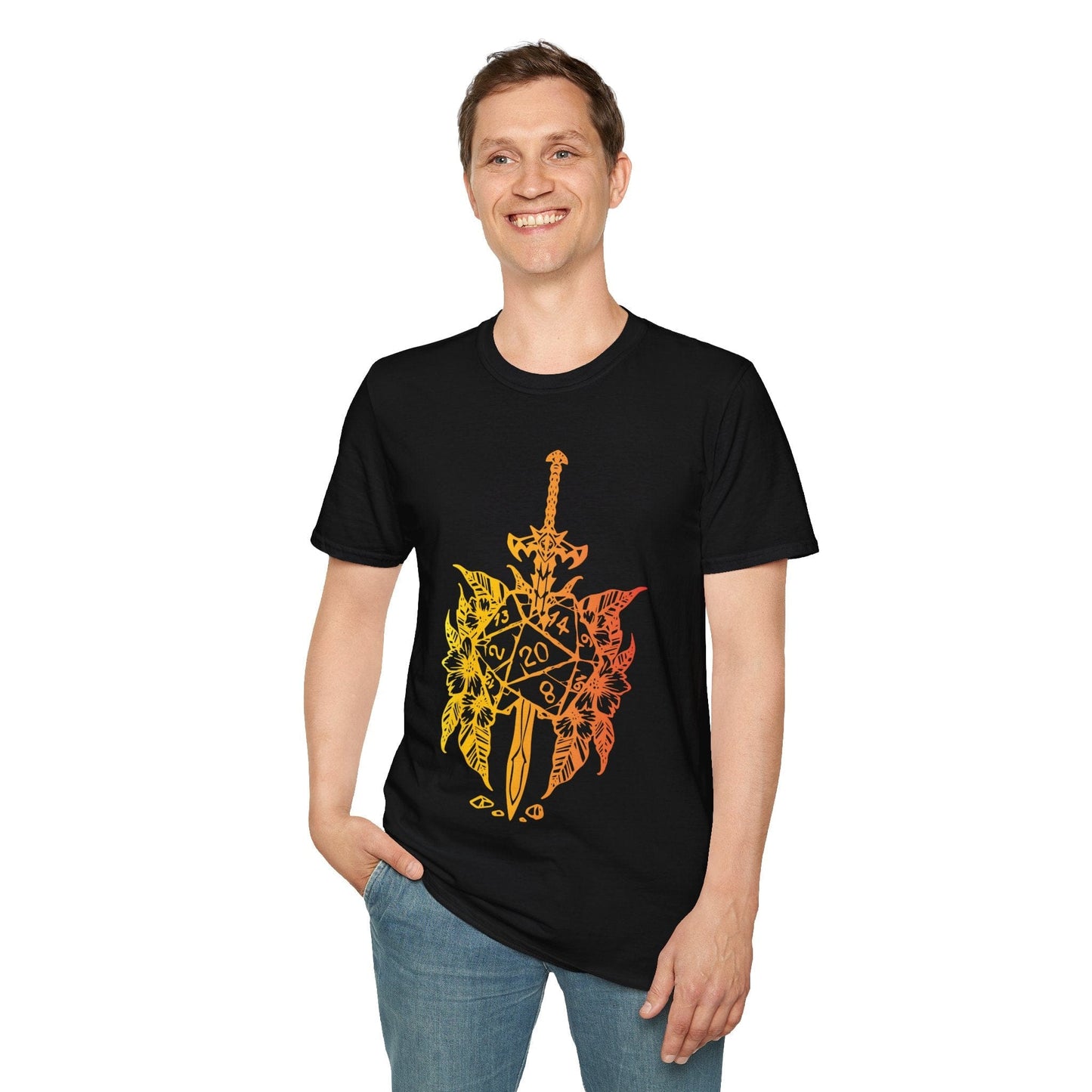 D&D Sword D20 T-shirt Sunburst RPG