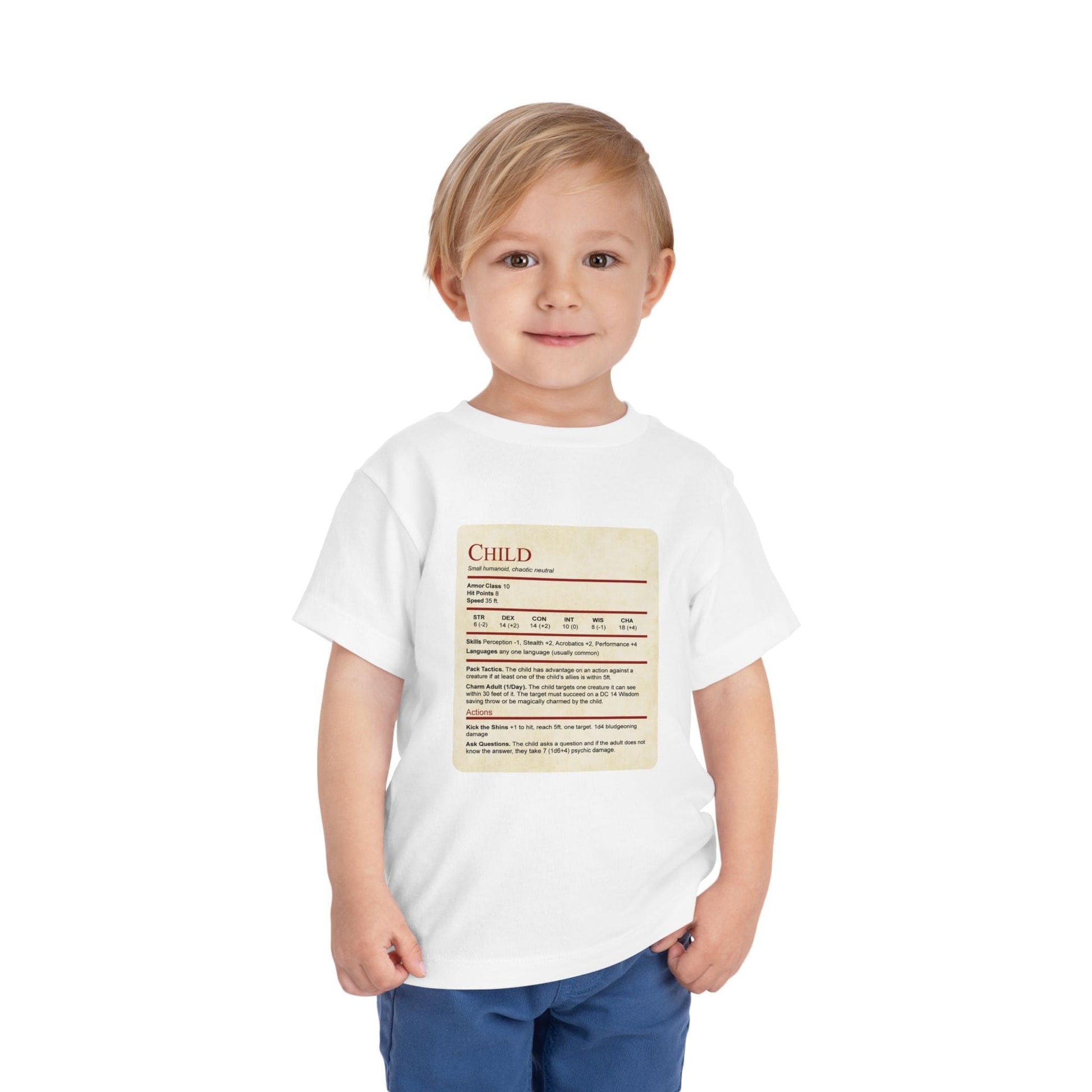 D&D Toddler Shirt Child Stat Block Sunburst RPG