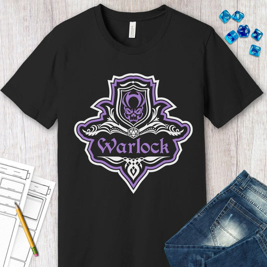 D&D Warlock Class Fancy Emblem T-Shirt Sunburst RPG