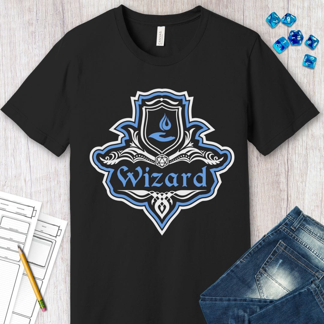 D&D Wizard Class Fancy Emblem T-Shirt Sunburst RPG