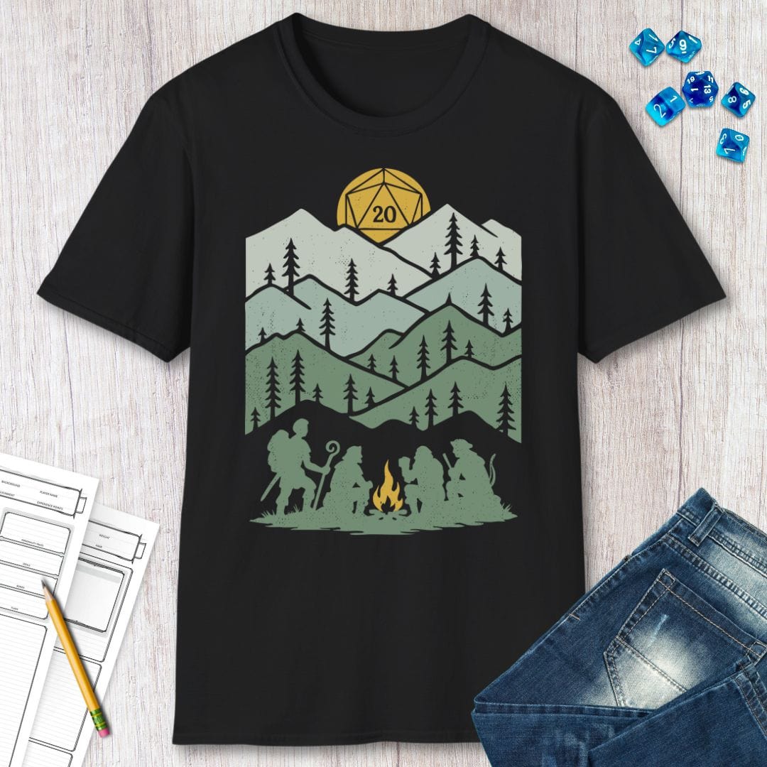 D20 Dice Shirt - Long Rest Sunburst RPG