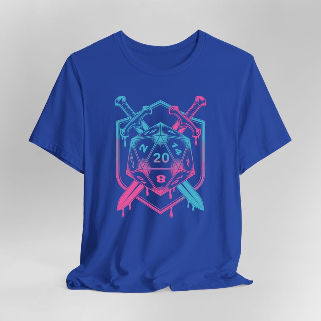 D20 Dice Sword Crest T-Shirt Sunburst RPG