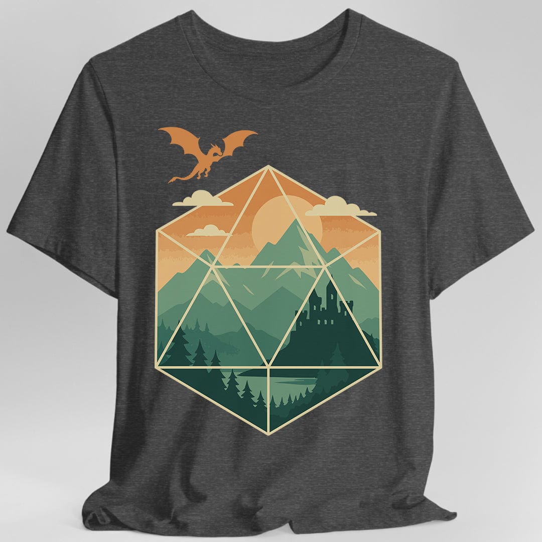 D20 Mountain Landscape T-Shirt Sunburst RPG