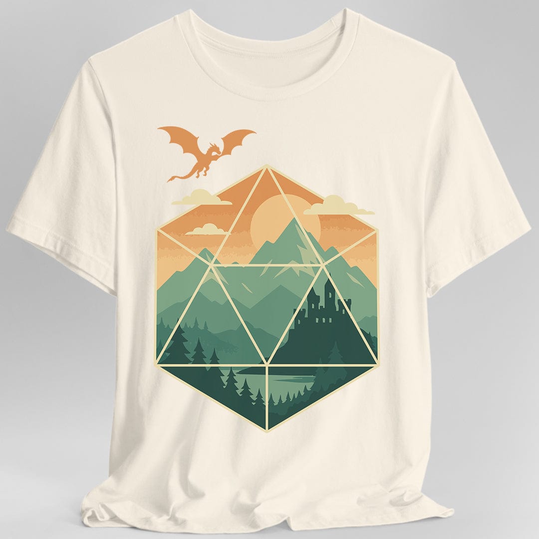 D20 Mountain Landscape T-Shirt Sunburst RPG