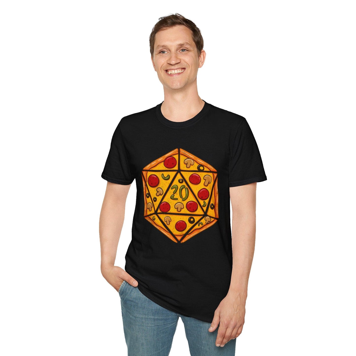 D20 Pizza Shirt Sunburst RPG