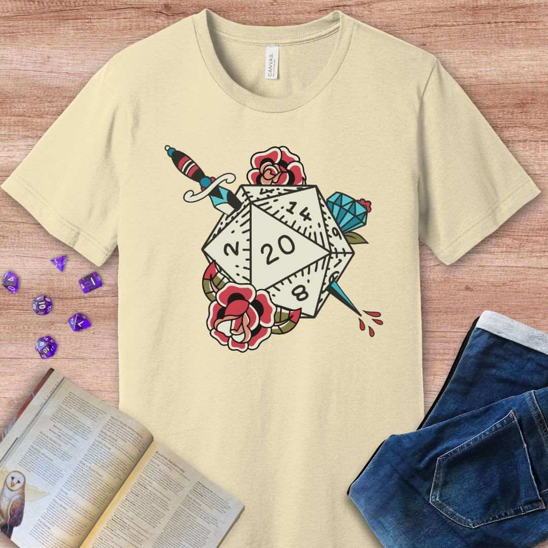 D20 Tattoo T-shirt Sunburst RPG