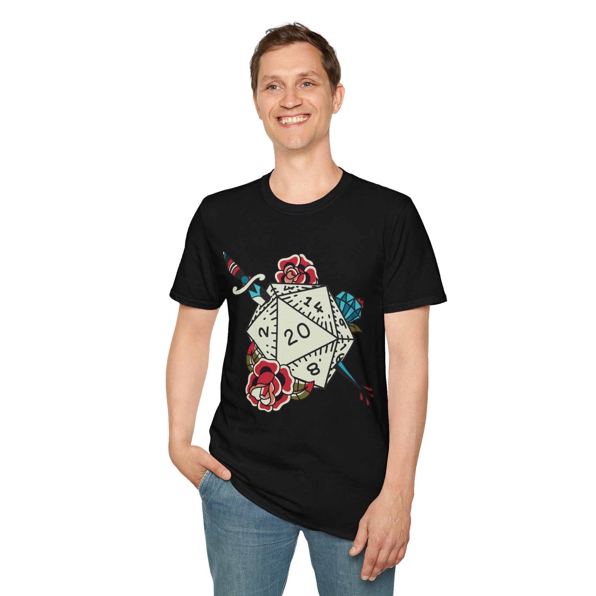 D20 Tattoo T-shirt Sunburst RPG